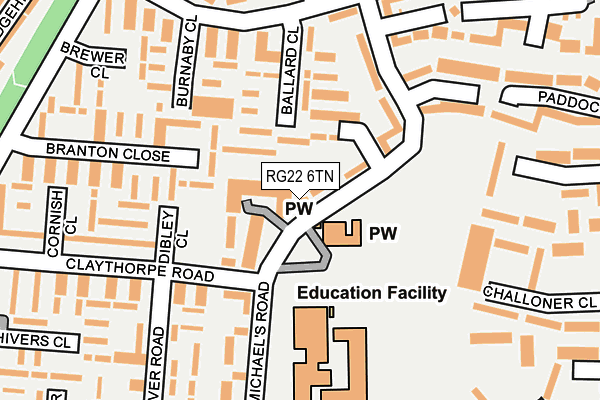 RG22 6TN map - OS OpenMap – Local (Ordnance Survey)
