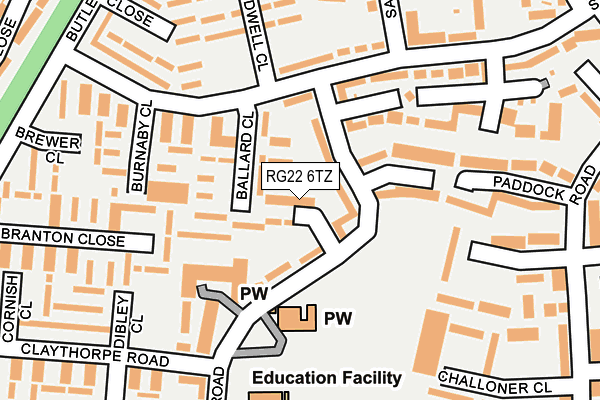 RG22 6TZ map - OS OpenMap – Local (Ordnance Survey)