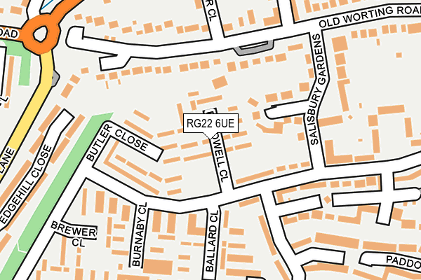 RG22 6UE map - OS OpenMap – Local (Ordnance Survey)