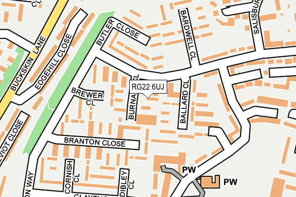 RG22 6UJ map - OS OpenMap – Local (Ordnance Survey)