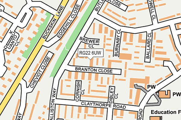 RG22 6UW map - OS OpenMap – Local (Ordnance Survey)