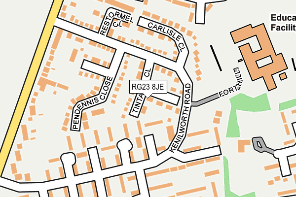 RG23 8JE map - OS OpenMap – Local (Ordnance Survey)