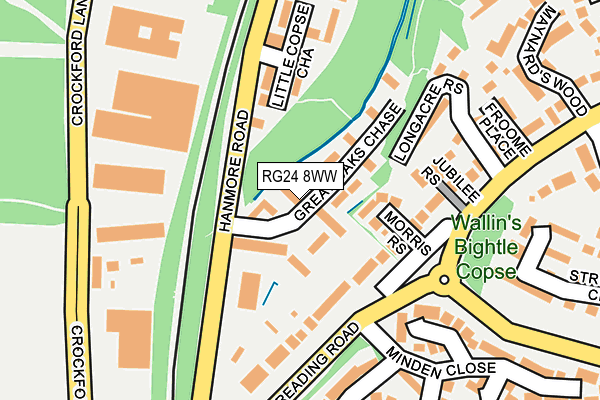 RG24 8WW map - OS OpenMap – Local (Ordnance Survey)