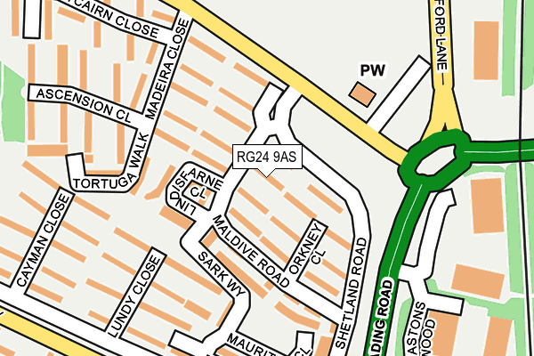 RG24 9AS map - OS OpenMap – Local (Ordnance Survey)