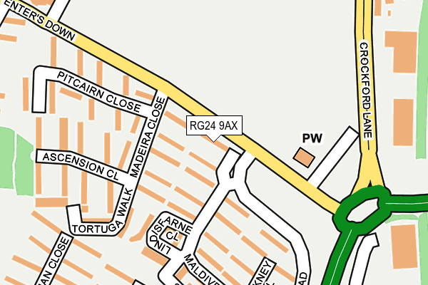 RG24 9AX map - OS OpenMap – Local (Ordnance Survey)