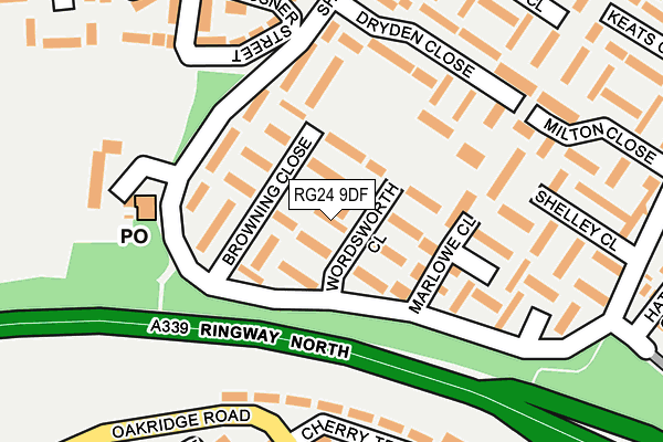 RG24 9DF map - OS OpenMap – Local (Ordnance Survey)