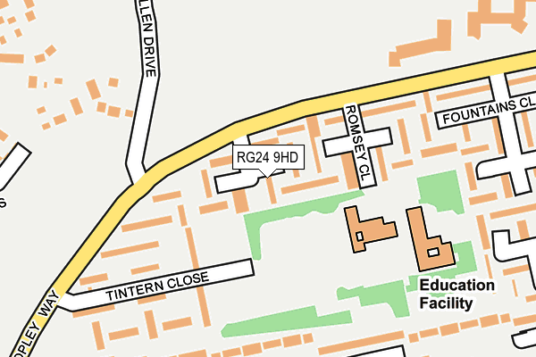 RG24 9HD map - OS OpenMap – Local (Ordnance Survey)