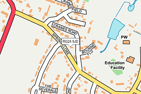 RG24 9JD map - OS OpenMap – Local (Ordnance Survey)