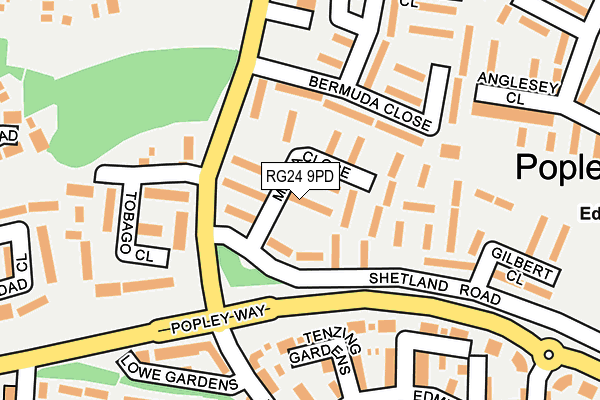 RG24 9PD map - OS OpenMap – Local (Ordnance Survey)