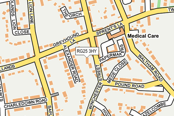 RG25 3HY map - OS OpenMap – Local (Ordnance Survey)