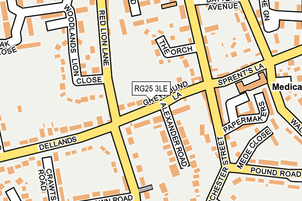 RG25 3LE map - OS OpenMap – Local (Ordnance Survey)