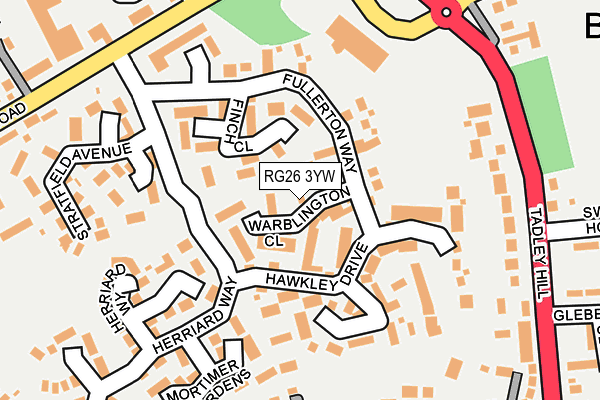 RG26 3YW map - OS OpenMap – Local (Ordnance Survey)