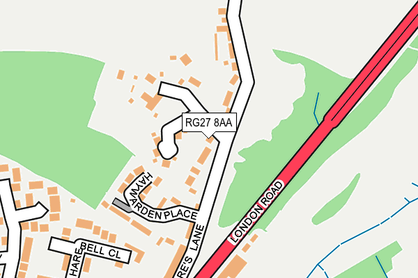 RG27 8AA map - OS OpenMap – Local (Ordnance Survey)