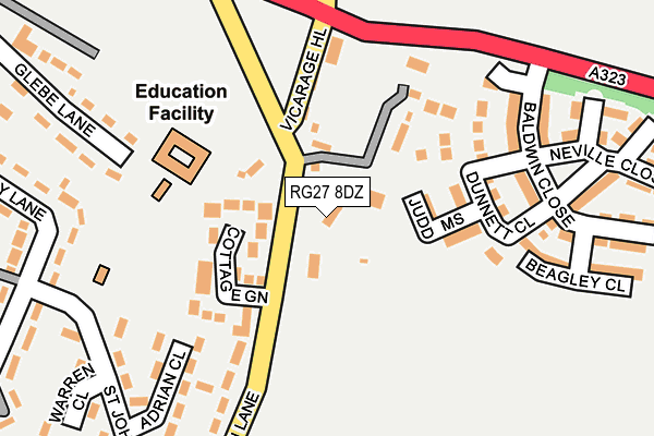 RG27 8DZ map - OS OpenMap – Local (Ordnance Survey)