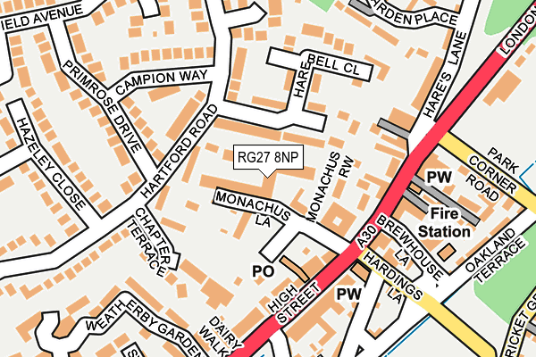 RG27 8NP map - OS OpenMap – Local (Ordnance Survey)