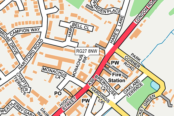 RG27 8NW map - OS OpenMap – Local (Ordnance Survey)