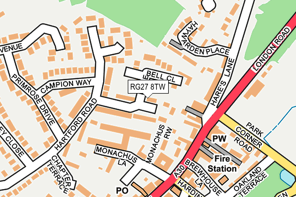 RG27 8TW map - OS OpenMap – Local (Ordnance Survey)