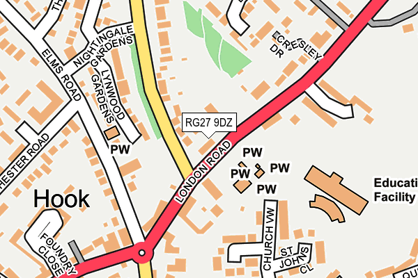 RG27 9DZ map - OS OpenMap – Local (Ordnance Survey)