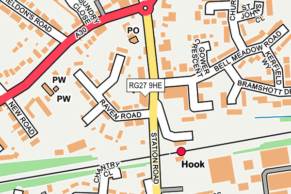 RG27 9HE map - OS OpenMap – Local (Ordnance Survey)