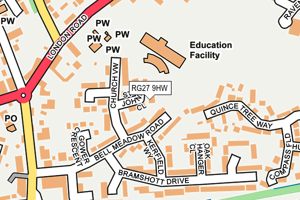 RG27 9HW map - OS OpenMap – Local (Ordnance Survey)