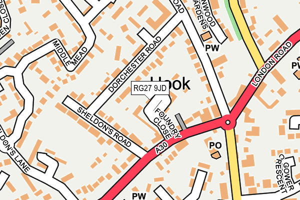 RG27 9JD map - OS OpenMap – Local (Ordnance Survey)