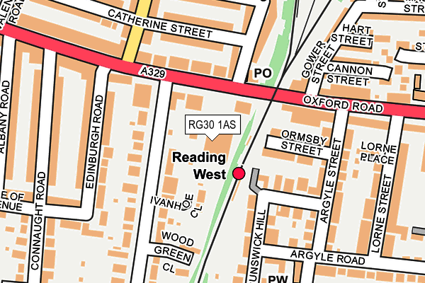 RG30 1AS map - OS OpenMap – Local (Ordnance Survey)