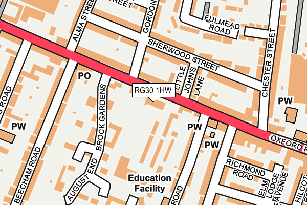 RG30 1HW map - OS OpenMap – Local (Ordnance Survey)