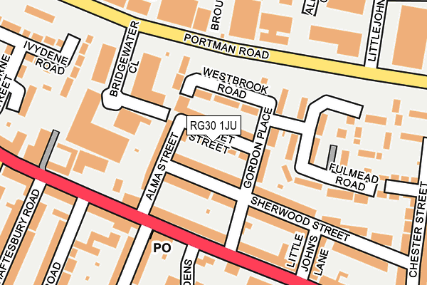 RG30 1JU map - OS OpenMap – Local (Ordnance Survey)