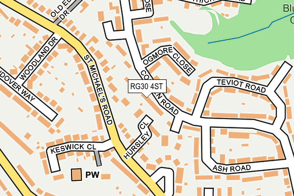 RG30 4ST map - OS OpenMap – Local (Ordnance Survey)