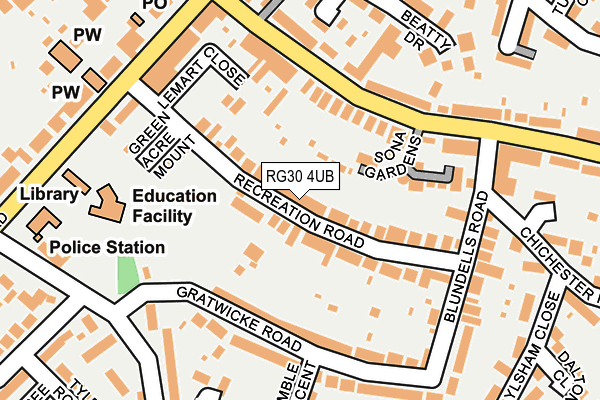 RG30 4UB map - OS OpenMap – Local (Ordnance Survey)