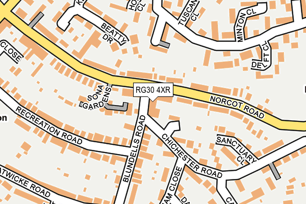 RG30 4XR map - OS OpenMap – Local (Ordnance Survey)
