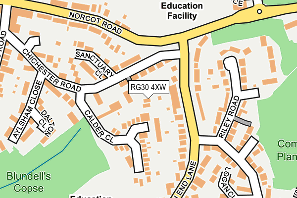 RG30 4XW map - OS OpenMap – Local (Ordnance Survey)