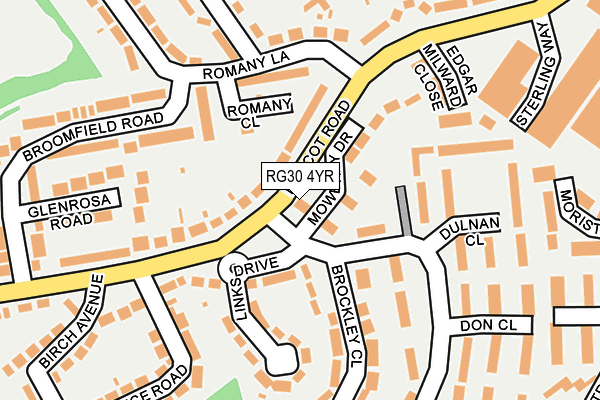 RG30 4YR map - OS OpenMap – Local (Ordnance Survey)