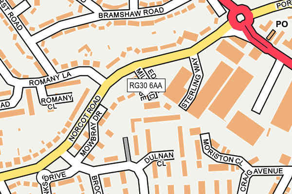 RG30 6AA map - OS OpenMap – Local (Ordnance Survey)