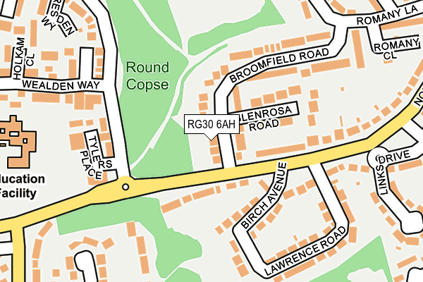 RG30 6AH map - OS OpenMap – Local (Ordnance Survey)