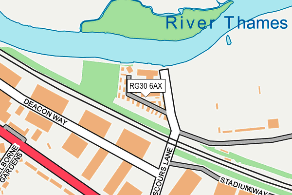 RG30 6AX map - OS OpenMap – Local (Ordnance Survey)