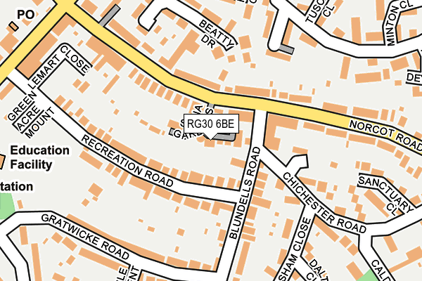 RG30 6BE map - OS OpenMap – Local (Ordnance Survey)