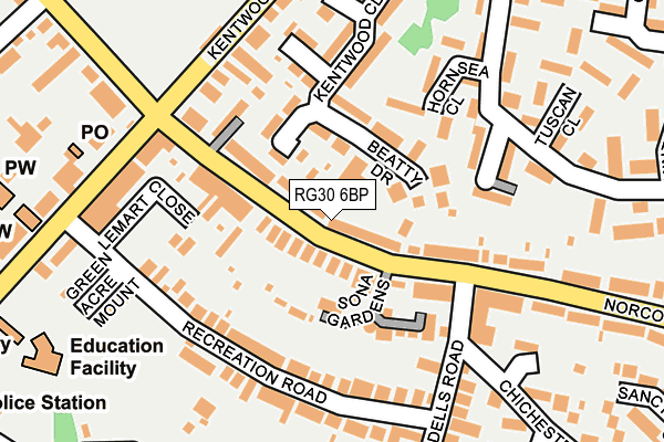 RG30 6BP map - OS OpenMap – Local (Ordnance Survey)