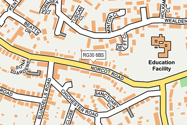 RG30 6BS map - OS OpenMap – Local (Ordnance Survey)