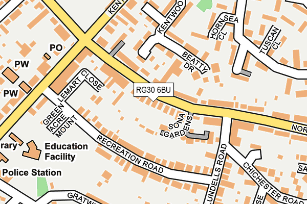 RG30 6BU map - OS OpenMap – Local (Ordnance Survey)