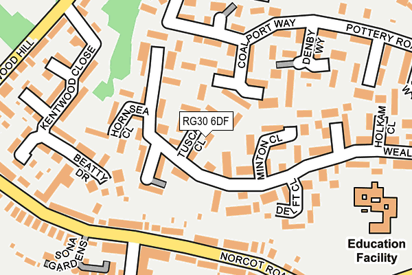 RG30 6DF map - OS OpenMap – Local (Ordnance Survey)