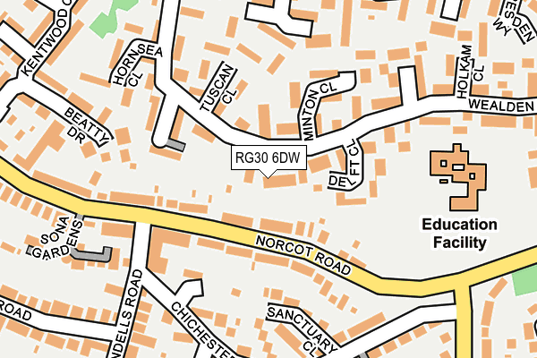 RG30 6DW map - OS OpenMap – Local (Ordnance Survey)
