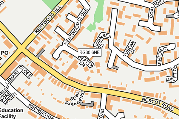 RG30 6NE map - OS OpenMap – Local (Ordnance Survey)