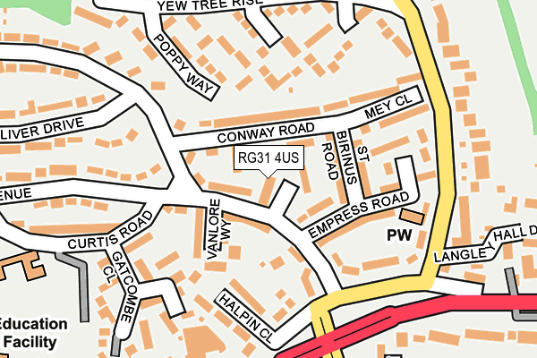 RG31 4US map - OS OpenMap – Local (Ordnance Survey)