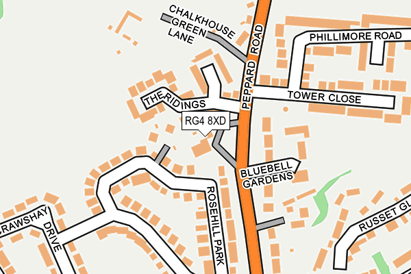 RG4 8XD map - OS OpenMap – Local (Ordnance Survey)