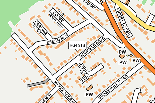 RG4 9TB map - OS OpenMap – Local (Ordnance Survey)