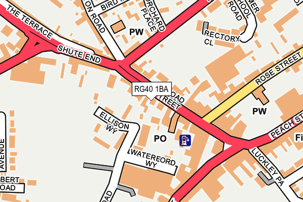 RG40 1BA map - OS OpenMap – Local (Ordnance Survey)