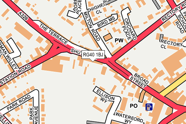 RG40 1BJ map - OS OpenMap – Local (Ordnance Survey)