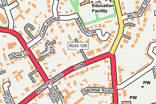 RG40 1DN map - OS OpenMap – Local (Ordnance Survey)