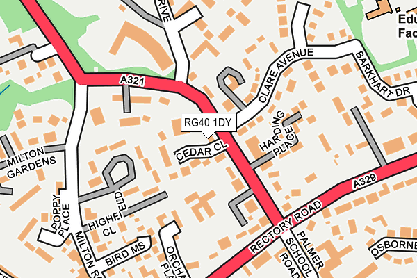RG40 1DY map - OS OpenMap – Local (Ordnance Survey)
